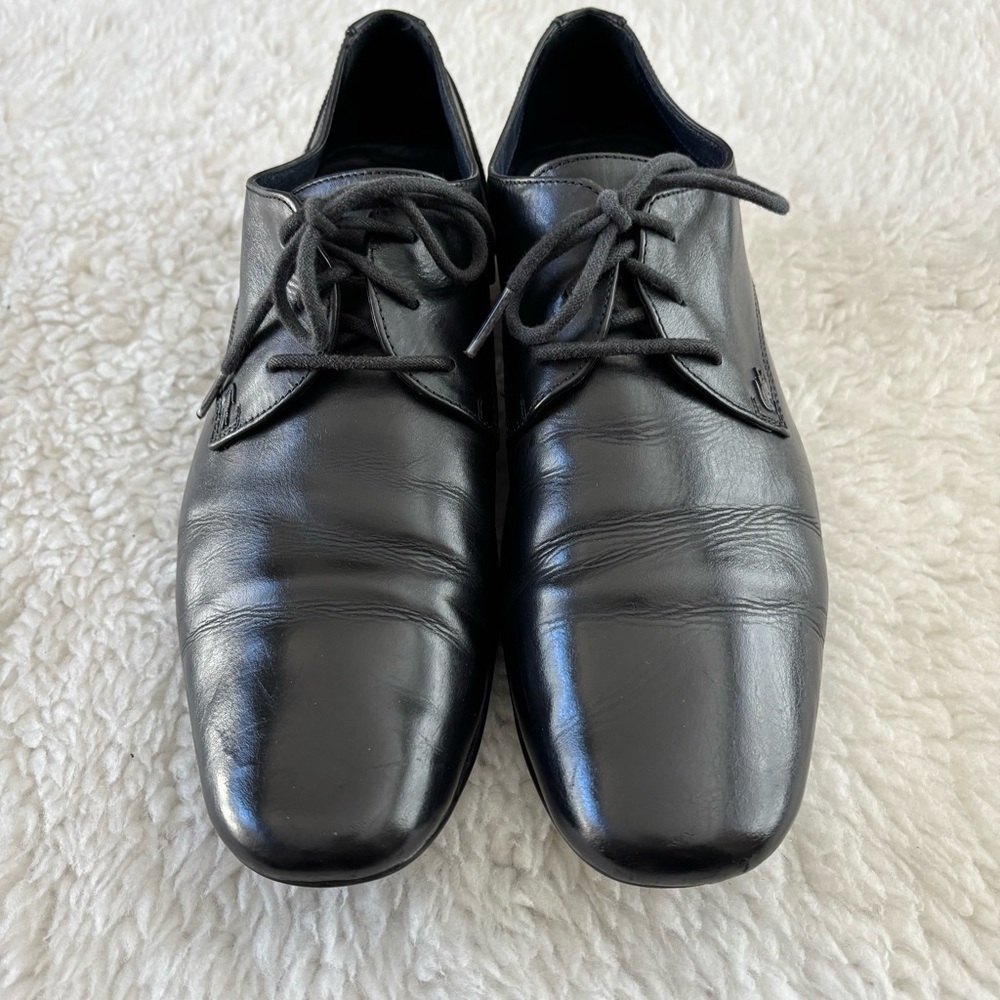 Lacoste Henri CLM Black Leather Derby Lace-Up Shoes size 11 - Picture 3 of 12